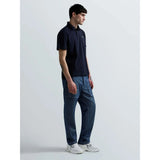 Replay Mens Pique Polo Short Sleeve With R Embroidery In Navy