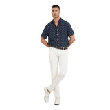 Guess A79501 Mns Ss Collin Aop Shirt Navy