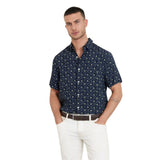 Guess A79501 Mns Ss Collin Aop Shirt Navy