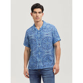 Guess M4Yh40Wd4Z2P7Rl Mns Ss Rayon Tile Shirt Blue