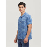Guess M4Yh40Wd4Z2P7Rl Mns Ss Rayon Tile Shirt Blue