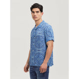 Guess M4Yh40Wd4Z2P7Rl Mns Ss Rayon Tile Shirt Blue
