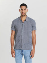 Guess Mens Short Sleeve Knit Tristan Button Down Shirt In Grey