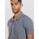 Guess Mens Short Sleeve Knit Tristan Button Down Shirt In Grey