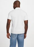 Guess Mens Eco White Percy Short Sleeve Textured Zip Polo Shirt In White