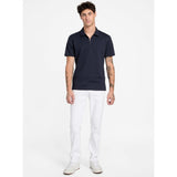 Guess Mens Eco Ss Textured Zip Navy