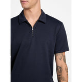 Guess Mens Eco Ss Textured Zip Navy