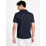 Guess Mens Eco Ss Textured Zip Navy