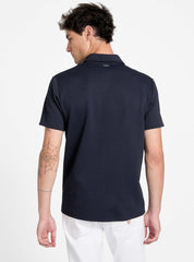 Guess Mens Eco Ss Textured Zip Navy