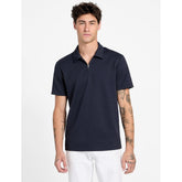 Guess Mens Eco Ss Textured Zip Navy