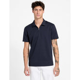 Guess Mens Eco Ss Textured Zip Navy
