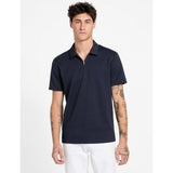Guess Mens Eco Ss Textured Zip Navy