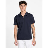 Guess Mens Eco Ss Textured Zip Navy