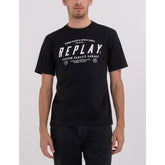Replay Mens Classic Printed Short Sleeves T-Shirt In Black