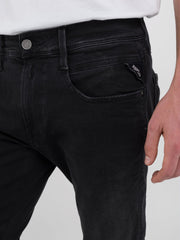 Replay Mens Slim Fit Anbass Jeans In Black