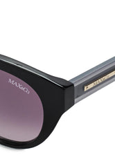Max & Co Round Catlook Rubber Frame Sunglasses For Women In Black & Grey