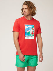 Harmont & Blaine Irl233021055 Coastal Print T Shirt 510 Red