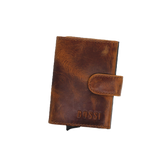 Bossi Mech Cow Leather Card Wallet In Cognac