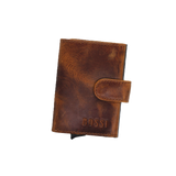 Bossi Mech Cow Leather Card Wallet In Cognac