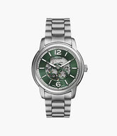 Fossil mens Heritage Automatic Stainless Steel Watch Green
