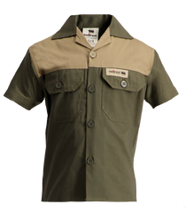 Sniper Boys Millitary Adventure Colour Block Shirt In Olive