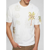 Guess M4Yi0Hk9Rm1G Mns Ss Bs Palm Collrge Tee White