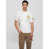 Guess M4Yi0Hk9Rm1G Mns Ss Bs Palm Collrge Tee White