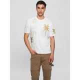 Guess M4Yi0Hk9Rm1G Mns Ss Bs Palm Collrge Tee White