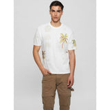 Guess M4Yi0Hk9Rm1G Mns Ss Bs Palm Collrge Tee White