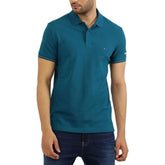 Tommy Hilfiger Mw356191 Msw Cuf Embro And Tipping Slim Polo Turquoise