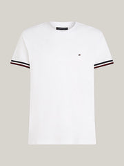 Tommy Hilfiger Mw36452 Msw Global Stripe Cuff Pique Tee White