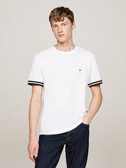 Tommy Hilfiger Mw36452 Msw Global Stripe Cuff Pique Tee White