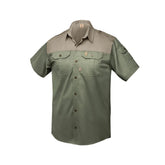 Boerboel Mens Khalari Short Sleeve Shirt In Olive And Putty