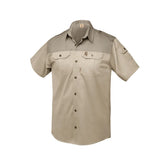 Boerboel Mens Kalahari Short Sleeve Shirt In stone And Putty