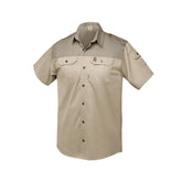 Boerboel Mens Kalahari Short Sleeve Shirt In stone And Putty