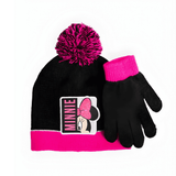 Character Group Girls Minnie Mouse 2Pc Beanie & Glove Set In Black/Pink