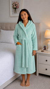Comet Kids Girls Hooded Gown In Mint