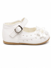 Mother's Choice Girls Shoe With Satin Flowers In White