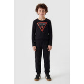Guess Boys Long Sleeves Guess Triangle T-Shirt In Black/Red