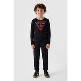 Guess Boys Long Sleeves Guess Triangle T-Shirt In Black/Red