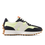 New Balance Womens 327 Lifestyle Shoes In Black/Lime Green