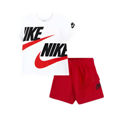 Nike Unisex Kids Nsw Hbr 2 Pcs Cargo Short & T-Shirt Set In University Red