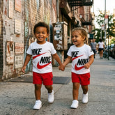 Nike Unisex Kids Nsw Hbr 2 Pcs Cargo Short & T-Shirt Set In University Red
