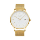 Obaku Chia White Dial Stainless Steel Gents Watch In Gold