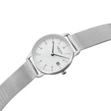 Obaku Womens Chia Lille Stainless Steel Mesh Watch In Sliver/White Dial