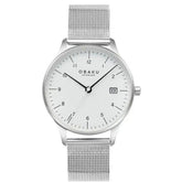 Obaku Womens Chia Lille Stainless Steel Mesh Watch In Sliver/White Dial