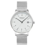Obaku Womens Chia Lille Stainless Steel Mesh Watch In Sliver/White Dial