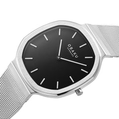 Obaku Oktant Mens Mesh Strap Watch In Silver