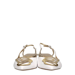 Sophia Webster Womens Butterfly Low Slingback Shoes In White & Gold