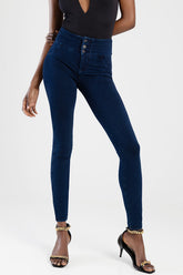 Sissy Boy Womens High Rise Exposed Buttons Jeggings In Dark Vintage
